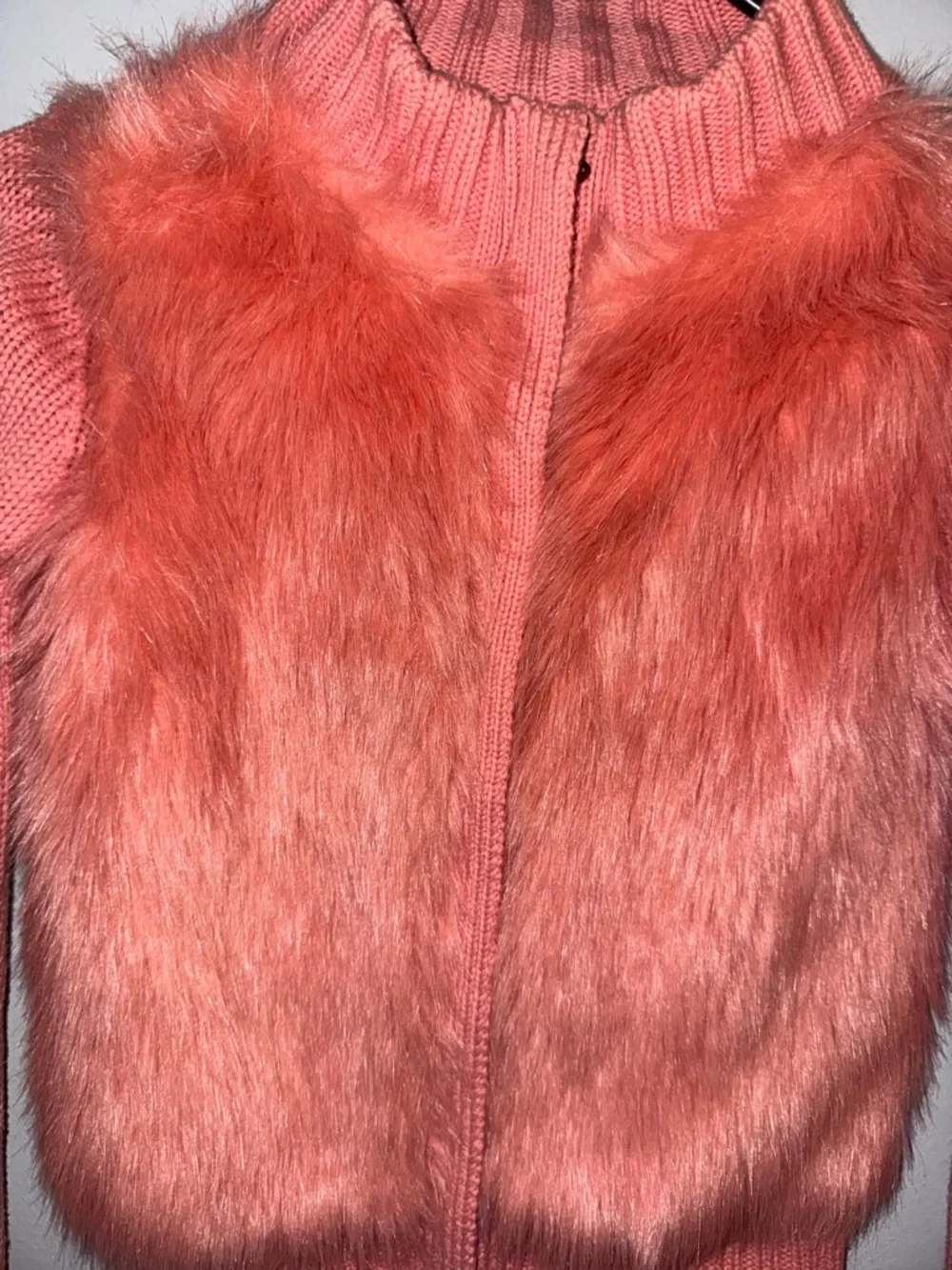 GAP Kids Coral Knit Zip Sweater with Faux Fur, size L (10)